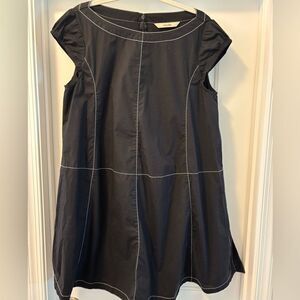 Zapelle Black Midi Dress with White Stitching